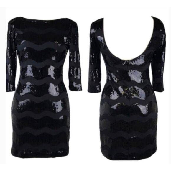 As U Wish Dress Black Night Out Dress Length: Mid-Length SZ SM bodycon - Picture 2 of 10